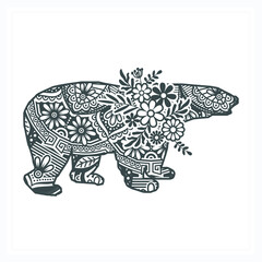 Naklejka premium Animal Mandala with Flower. Vintage decorative elements. Oriental pattern, vector illustration.