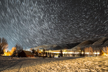 Star trail in the mountains of Vail, Colorado.