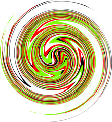  Abstract rotated colorful lines in circle form on black background. Geometric art. Design element. Digital image with a psychedelic stripes. Vector illustration