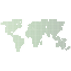 World map in dotted style. Halftone style.