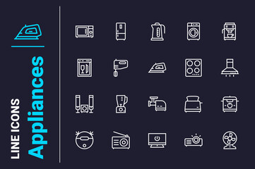 Useful household appliances icons set