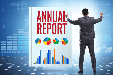 Businessman in annual report concept