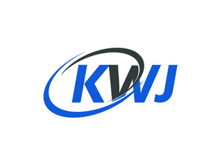 KWJ letter creative modern elegant swoosh logo design