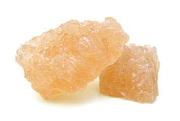 brown sugar cubes isolated on white background