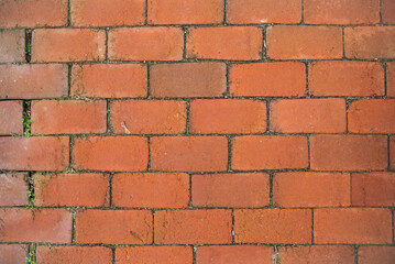 Brick wall made of red bricks