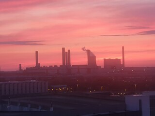 refinery at night