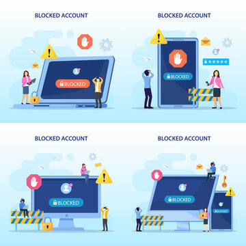 Blocked Account Conceptual Design Premium Vector