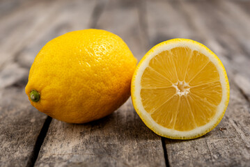 Lemon on wooden background