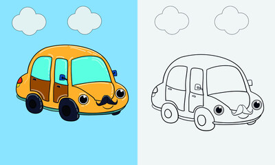 car illustration coloring book suitable for children and for business