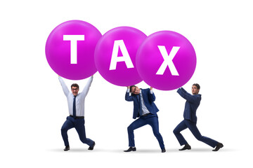 Tax burden concept with businessmen