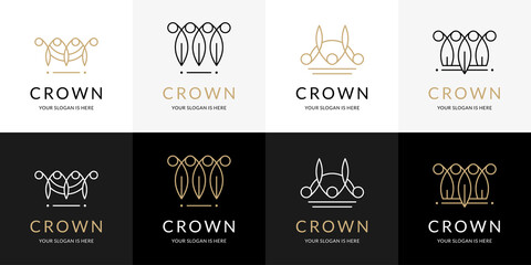 Logo crown, scissors, barber, salon, icon
