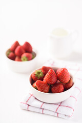 Strawberry fruit from local market on white background, Tropical fruit in spring and summer season