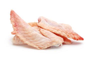 raw chicken wings on white.