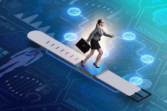 Businesswoman in the concept with smartwatch