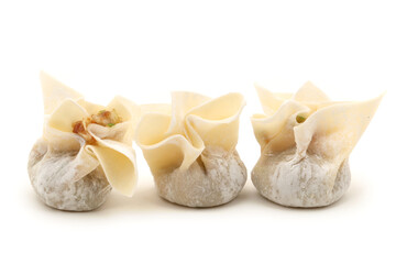 Ravioli Siu Mai on white background 