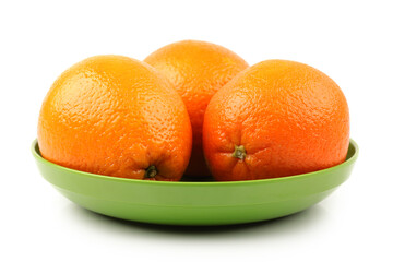 Whole orange fruit and segments or cantles isolated on white background cutout