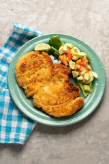 Crispy chicken fillets with salad. Healthy food