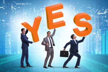 Businessmen in the yes positive answer