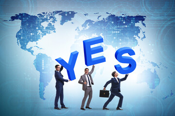 Businessmen in the yes positive answer
