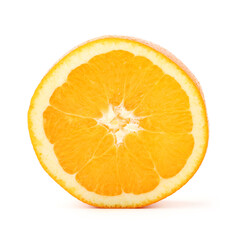 Whole orange fruit and segments or cantles isolated on white background cutout
