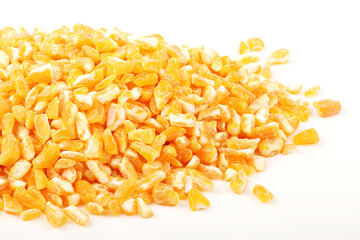 grain corn closeup on a white background