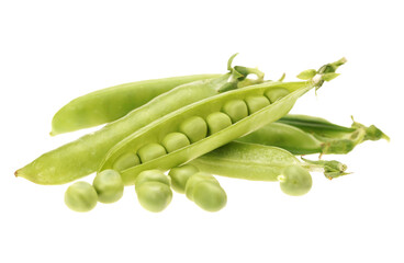 Fresh peas isolated on white background