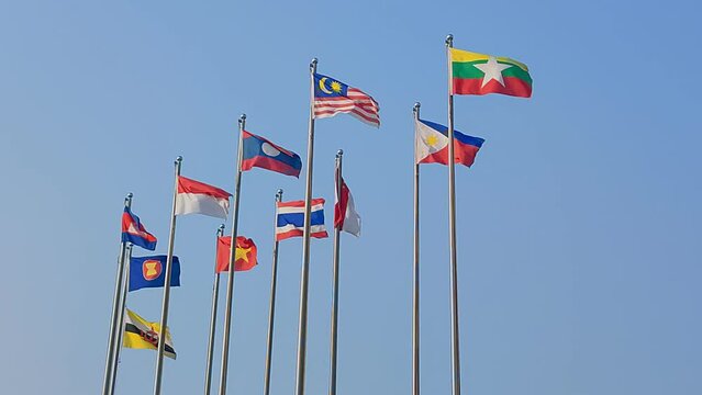 National flag of Association of Southeast Asian Nations (or ASEAN) regional intergovernmental organization