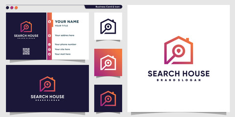 Search home logo design with modern concept Premium Vector