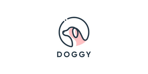 Dog logo design with modern abstract concept Premium Vector