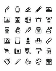 Painting Tools  Icon Set 30 isolated on white background