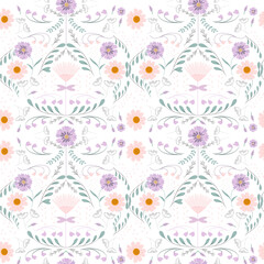 Ilustrated Floral With very peri color Seamless Pattern. Trendy color for fashion, fabric, print and much more. 