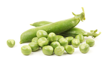 Fresh peas isolated on white background