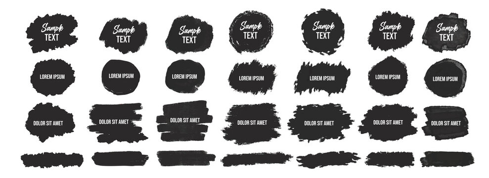 Collection of grunge brushstrokes set hand drawn vector new