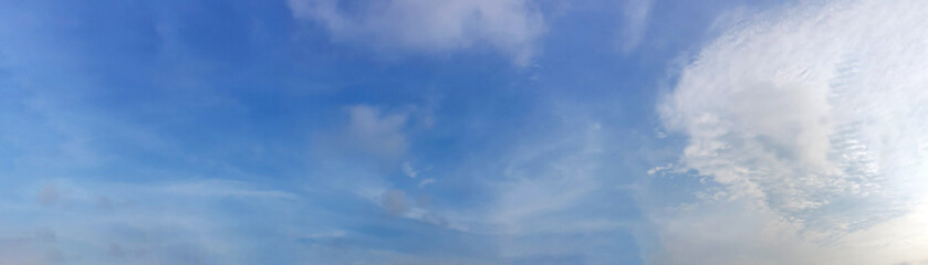 Panorama sky with cloud on a sunny day. Beautiful cirrus cloud..