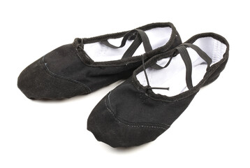 Black ballet slippers worn while dancing ballet © zcy
