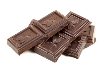 stack of chocolate on white background