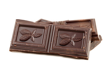 stack of chocolate on white background