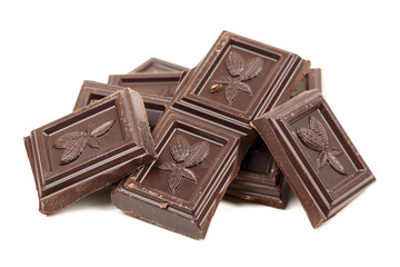 stack of chocolate on white background