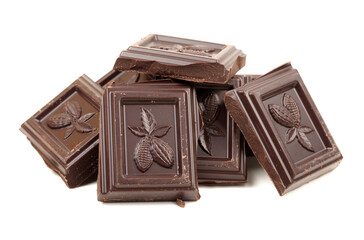 stack of chocolate on white background