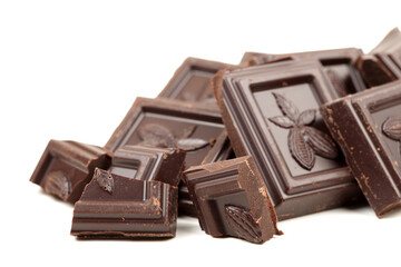 stack of chocolate on white background