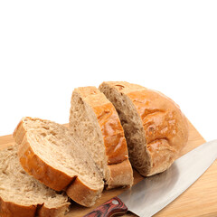 sliced bread on white background