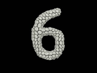 Stone Themed Font  Number 6