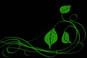 green leaf silhouette on the dark background