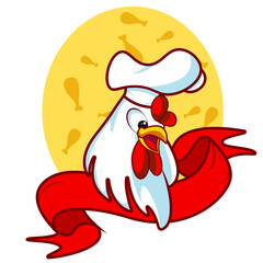 white chicken logo, white chicken mascot, chicken character, vector design