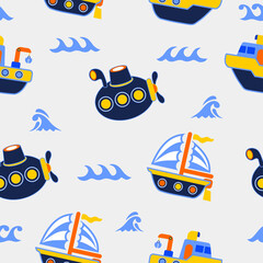 sea transport seamless pattern background