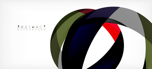 Geometric abstract background. Circle created with overlapping color shapes. Vector Illustration For Wallpaper, Banner, Background, Landing Page