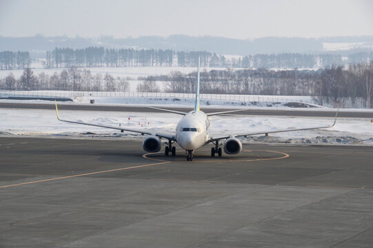 女満別空港に到着した飛行機