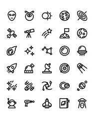 Space Icon Set 30 isolated on white background