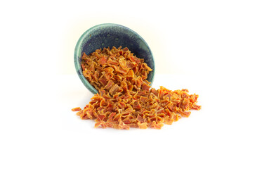 Carrots Dried and Dehydrated Spill from Blue Pottery Bowl