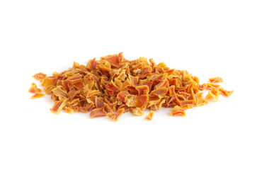 Heap of Dried Diced Carrots in Point of View Shot